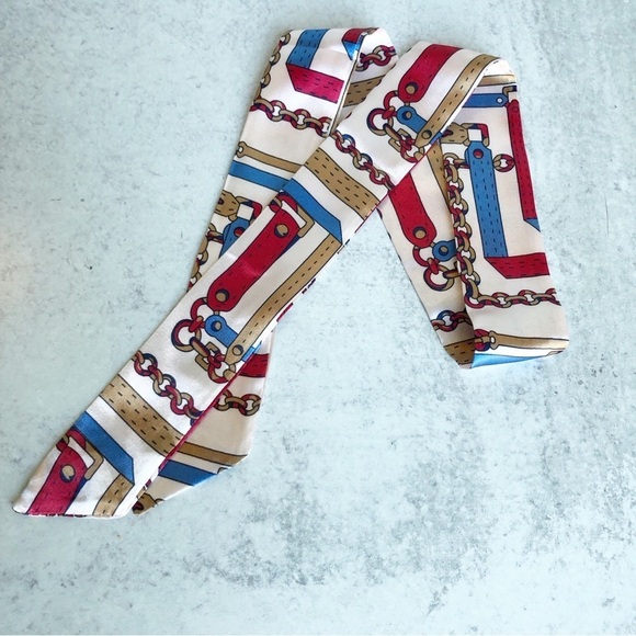 Purse Twilly Narrow Patterned Scarf Red - Picture 6 of 6